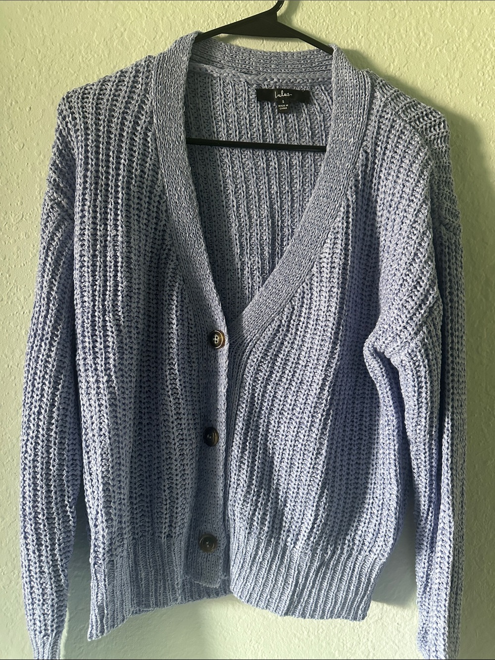 Lulu's Lavender Open-Knit Button Cardigan